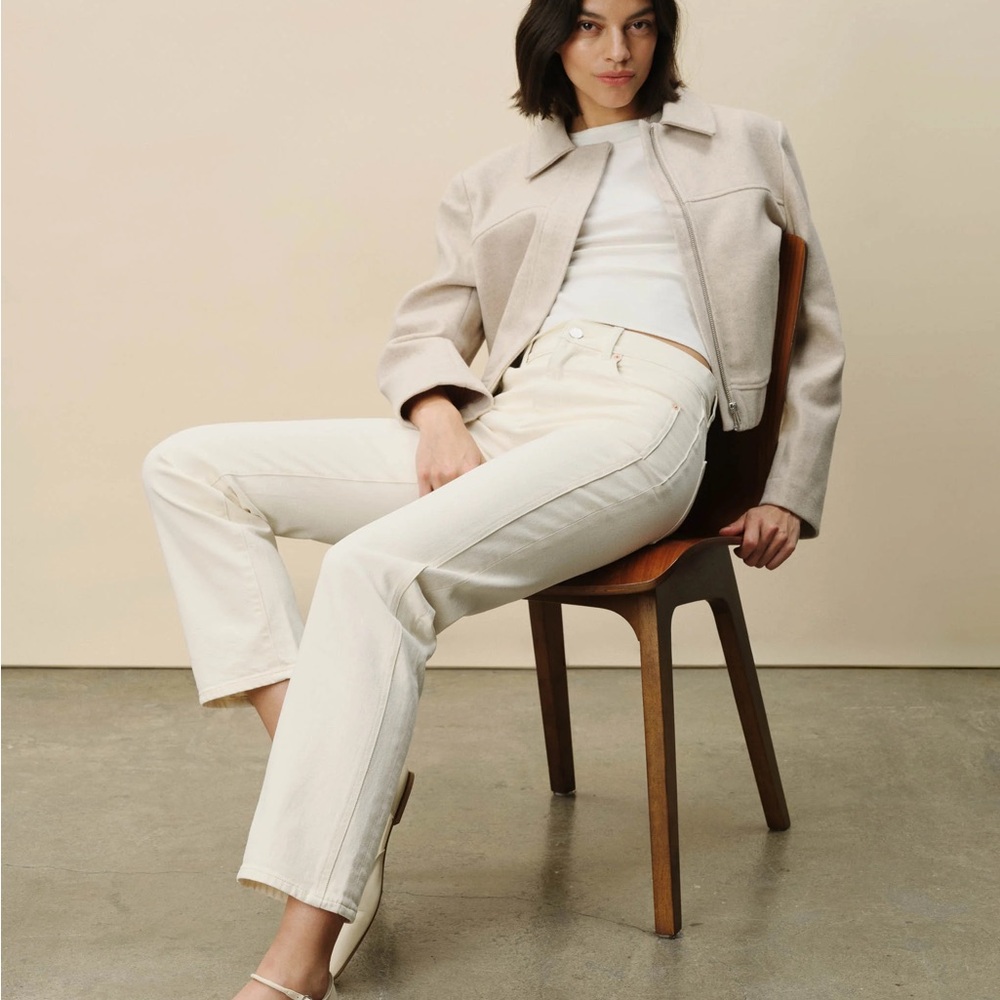 NWT DL1961 Patti Straight Leg Ecru Paneled